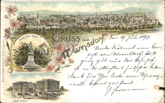 Warnsdorf Varnsdorf Boehmen Warnsdorf Kaiser Josef Denkmal Bahnhof