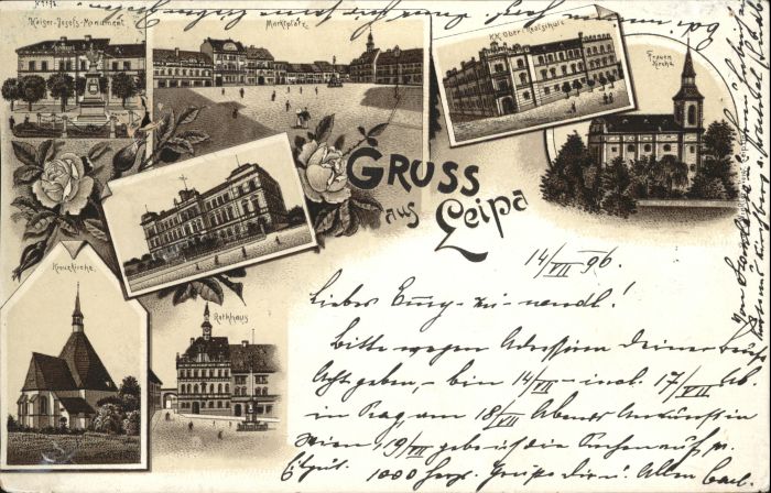 Leipa Boehmen Ceska Lipa Marktplatz Kaiser Josefs Denkmal Frauen