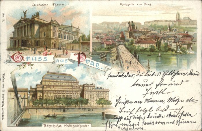 Prag Prahy Prague Prag Böhmen Deutsches Theater  Brücke S