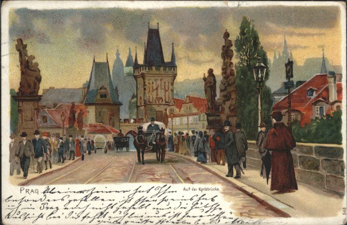 Prag Prahy Prague Prag Böhmen Karlsbrücke Kutsche x