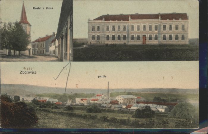 Zborovice Kostel a skola