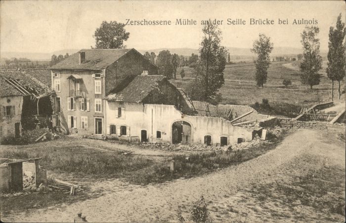 Aulnois-sur-Seille Zerschossene Mühle Brücke
