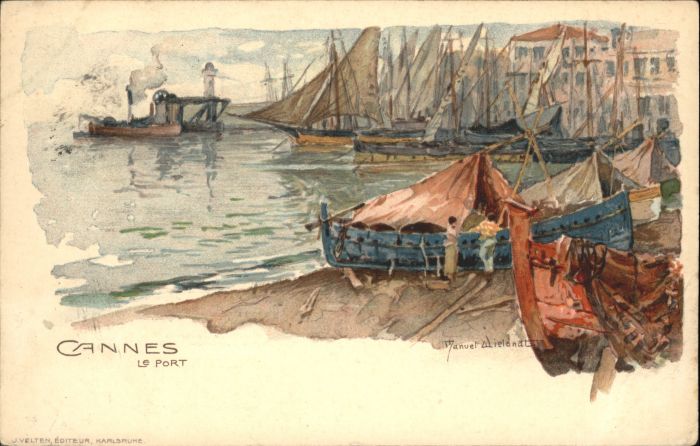 Wielandt Manuel Litho Cannes Boot Künstler Manuel Wielandt