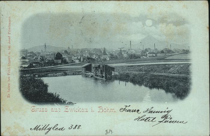 Zwickau Boehmen ondscheinkarte
