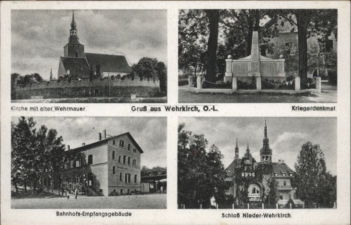 Wehrkirch O. L. Kirche Wehrmauer Denkmal Bahnhof Gebaeude Schloss Nieder-Wehrkir