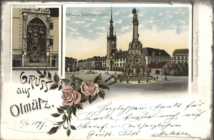 Olmuetz Olomouc Olmütz Rathaus Dreifaltigkeitssäule Ast