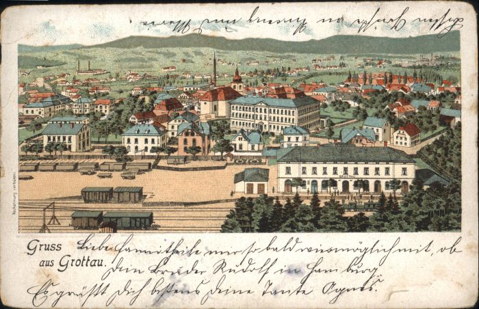 Grottau Bahnhof Litho