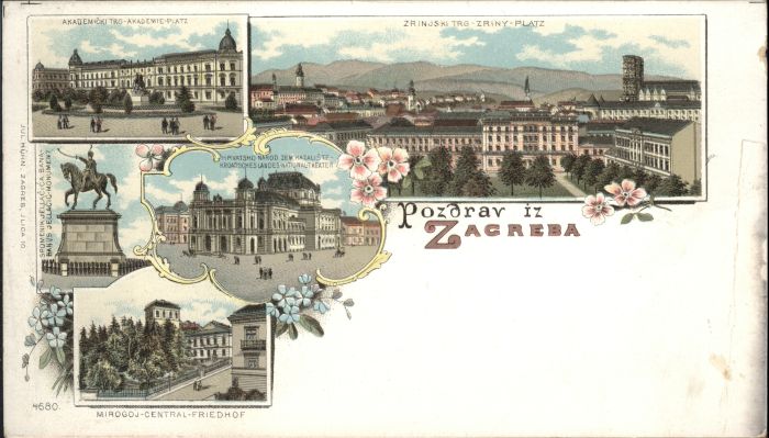 Zacreba Akademieplatz Zriny-Platz Theater Monum