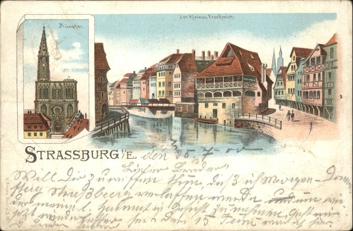 Strasbourg Alsace Strassburg_Elsass Münster  Litho