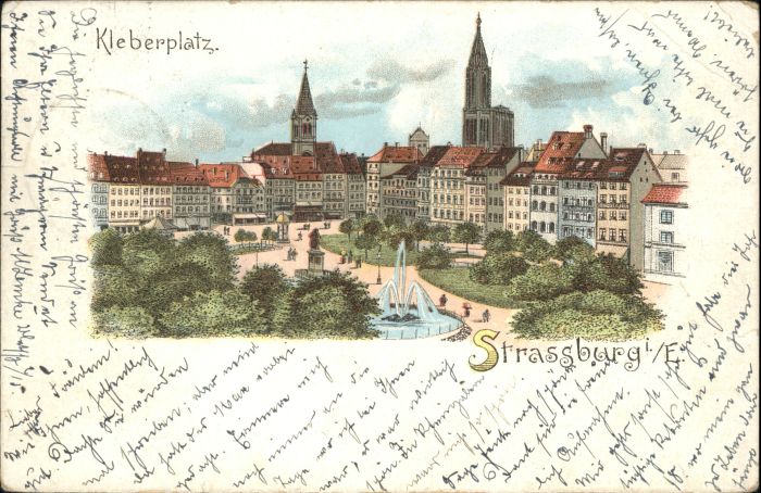 Strasbourg Alsace Strassburg_Elsass Kleberplatz Litho