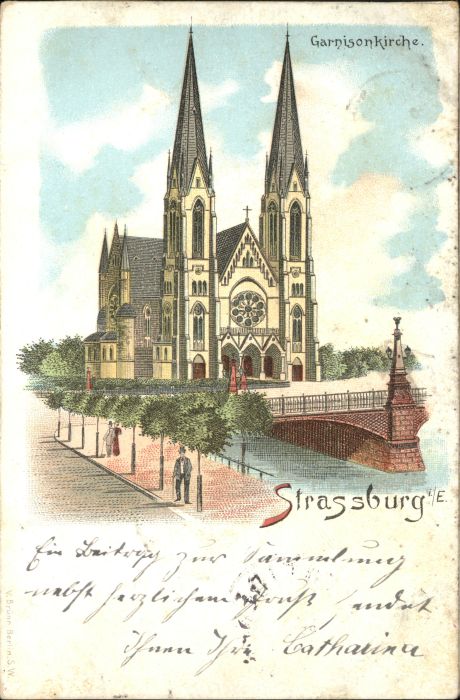 Strasbourg Alsace Strassburg_Elsass Garnisonkirche Litho