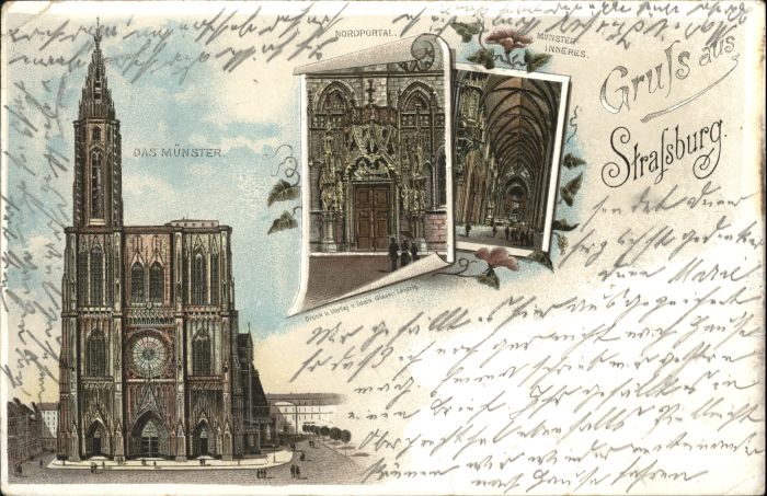 Strasbourg Alsace Strassburg_Elsass Münster Litho