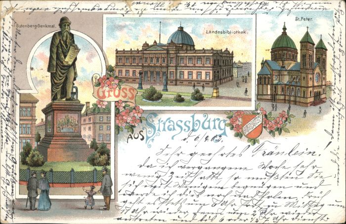 Strasbourg Alsace Strassburg_Elsass Gutenberg Denkmal Bib