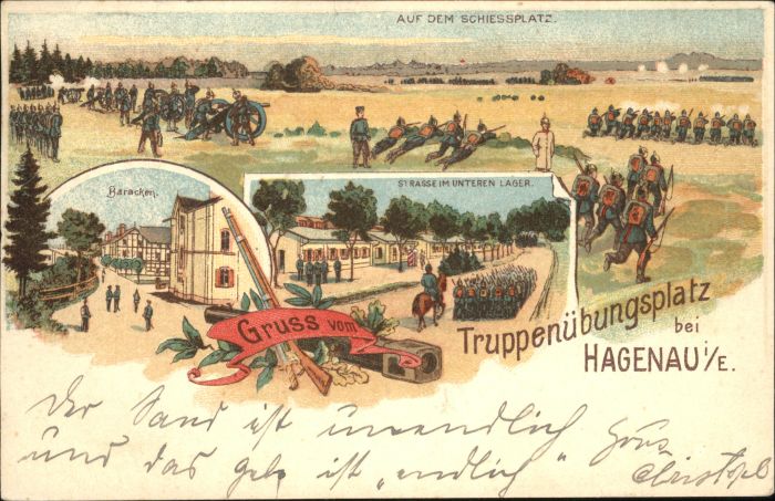 Hagenau Elsass Truppenübungsplatz  Baracken Soldaten