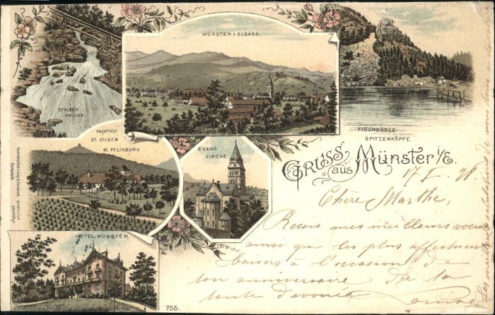 Munster Haut Rhin Elsass Münster_Elsass Pachthof St. Gilgen Kirc