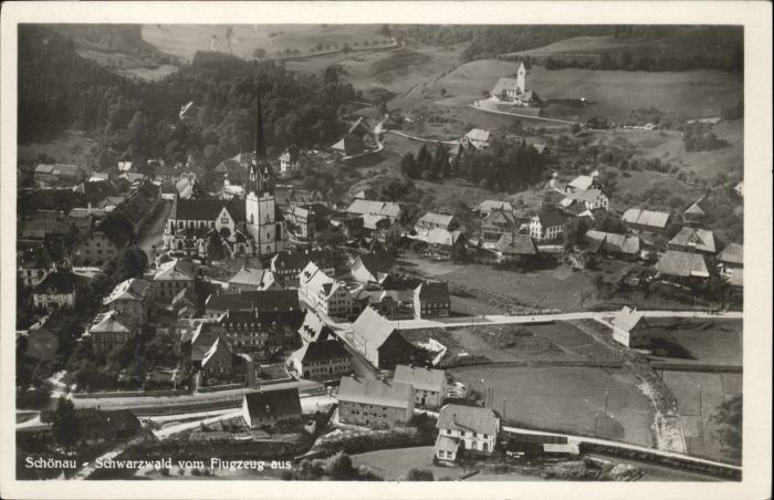 Schoenau Schwarzwald Fliegeraufnahme Kirche  Fliegeraufnahme