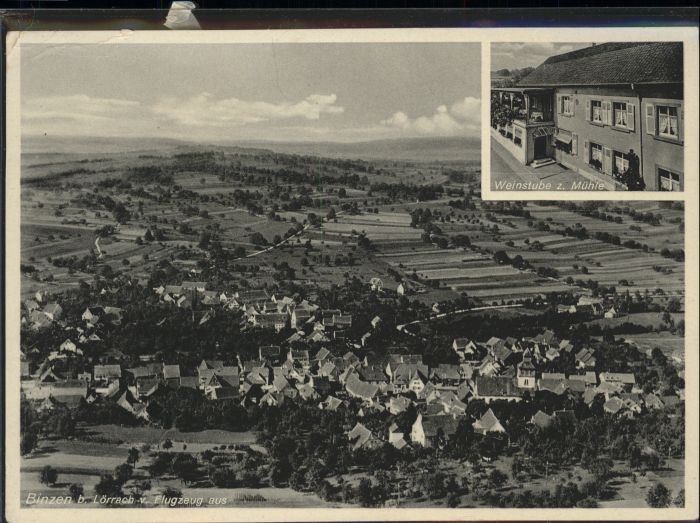 Binzen Baden Fliegeraufnahme Weinstube Mühle