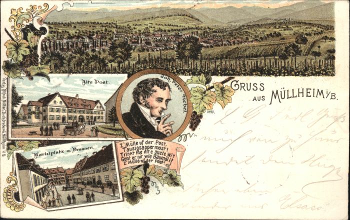 Muellheim Baden lte Post Marktplatz Brunnen Johann Pete