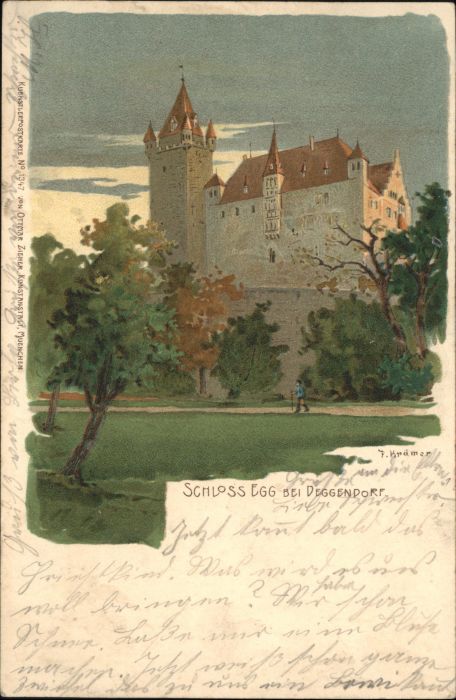 Deggendorf Donau Deggendorf Schloss Egg Künstler F. Kram