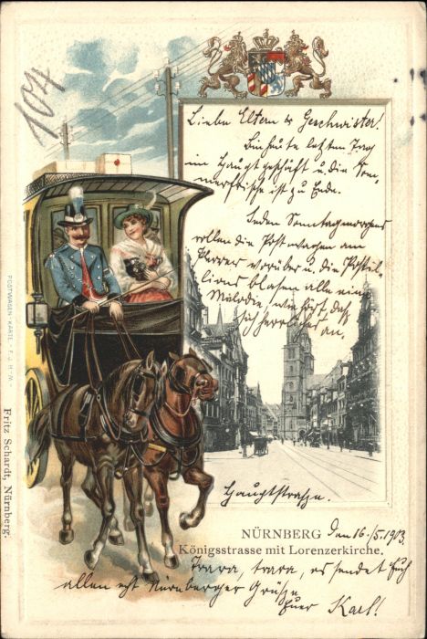 Nuernberg Königstrasse Lorenzerkirche Pferdekutsc