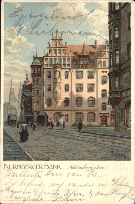 Nuernberg Nürnberger Bank Strassenbahn Künstler L