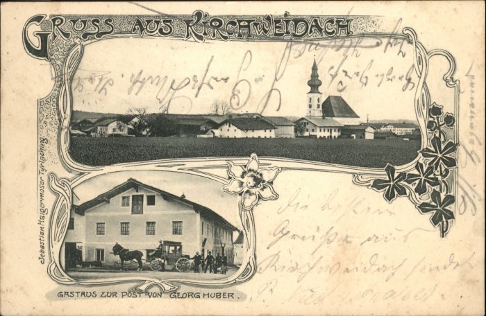 Kirchweidach Gasthaus zur Post Pferdekutsche