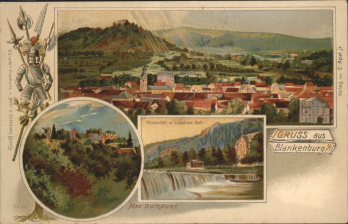 Bad Blankenburg Wasserfall Loesches Hall Ruine Greifenstein Kuenstlerkarte Max D