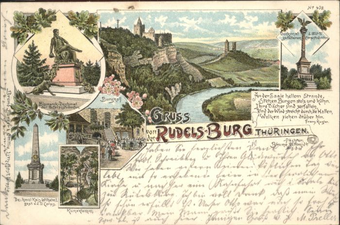 Rudelsburg Burghof #d Kaiser Wilhelm Bismarck Denk