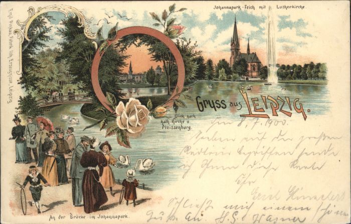 Leipzig Johannapark Teich Luther Kirche Kirche