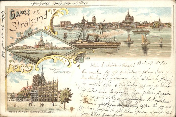 Stralsund Mecklenburg Vorpommern Rathaus Nicolai Kirche Schiff