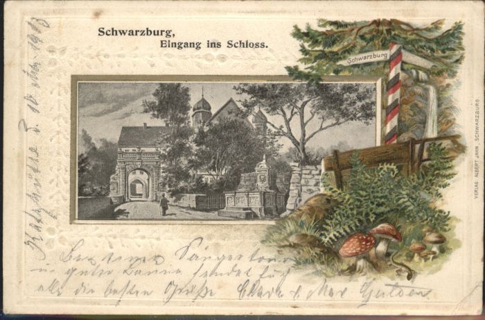 Schwarzburg Thueringer Wald Eingang ins Schloss Pilze