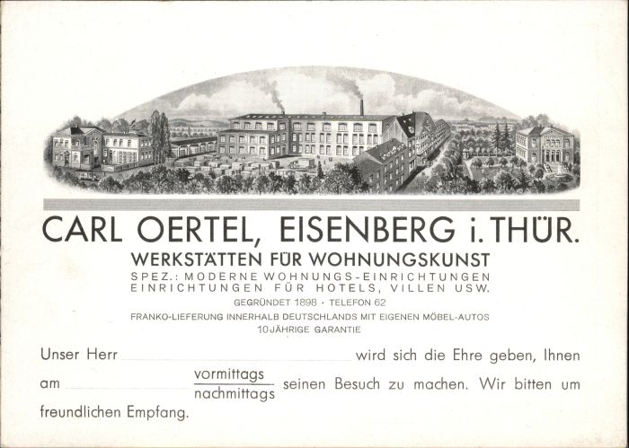 Eisenberg Thueringen Carl Oertel Werstätten für Wohnungskuns