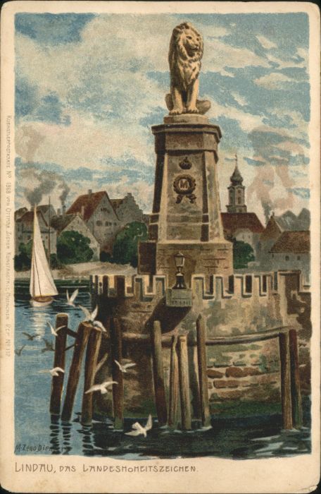 Lindau Bodensee Landeshoheitszeichen Kuenstler M. Zeno Diemer