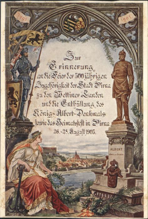 Pirna Elbe Sachsen Koenig Albert Denkmal