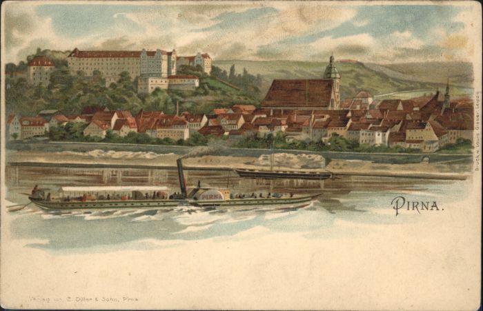 Pirna Elbe Sachsen Seitenraddampfer Pirna