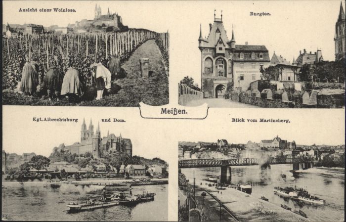 Meissen Elbe Sachsen Burgtor Weinlese Albrechtsburg Dampfer