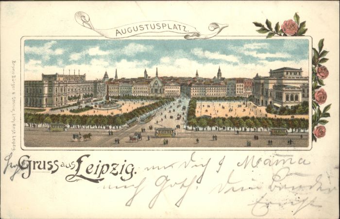 Leipzig Augustusplatz Strassenbahn Kutsche