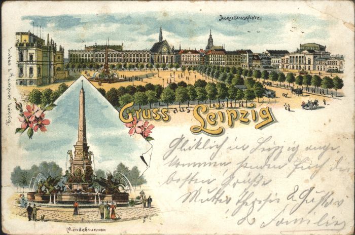 Leipzig Mendebrunnen Augustusplatz Kutsche