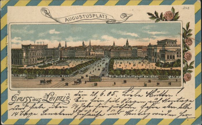 Leipzig Augustusplatz Strassenbahn Kutsche