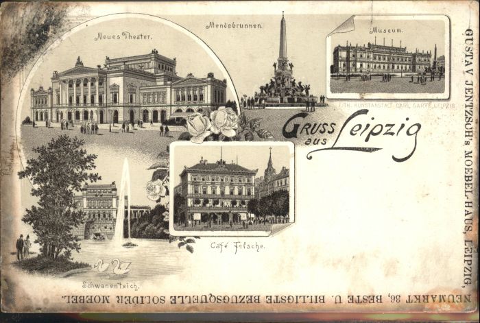 Leipzig Mendebrunnen Theater Cahe Felsche Schwa