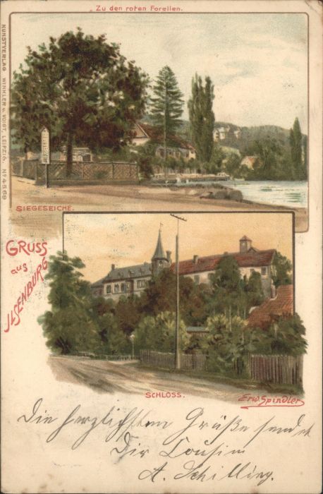 Ilsenburg Harz Siegeseiche Schloss Künstler E. Spindle