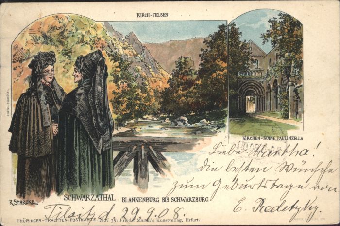 Bad Blankenburg Kirchfelsen Schwarzathal Künstler R. St