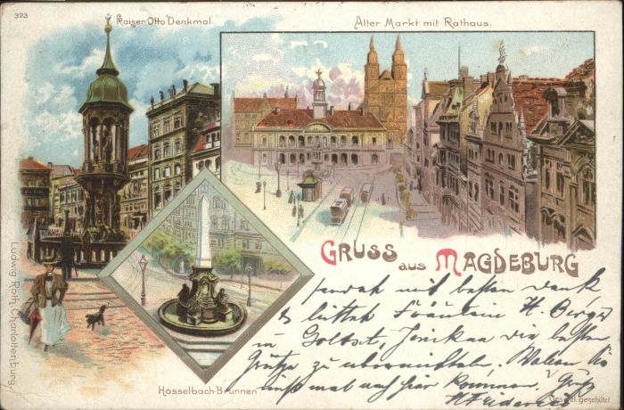 Magdeburg Kaiser Otto Denkmal Markt Rathaus Hasse