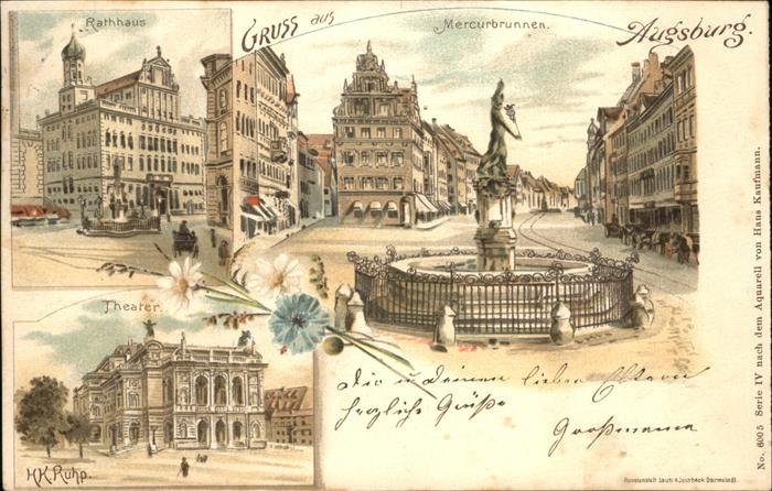 Augsburg Merkurbrunnen Rathaus Theater  Künstler