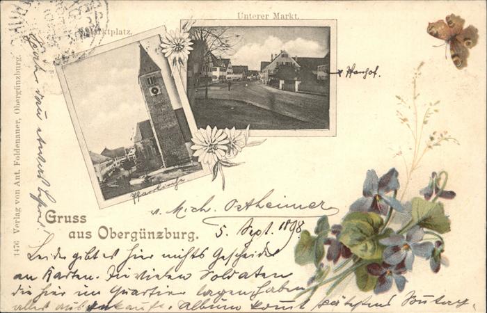 Oberguenzburg Marktplatz Kirche Schmetterling Blume