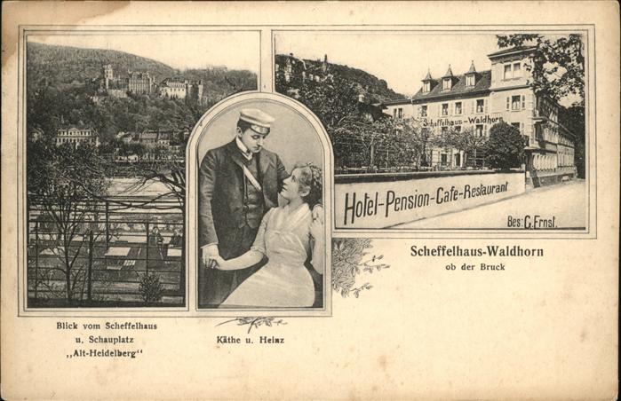 Heidelberg Neckar Scheffelhaus Waldhorn Pension Restauran