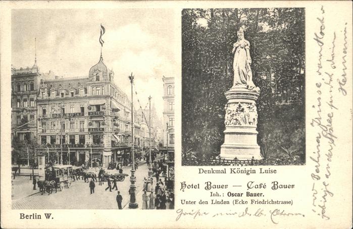 Berlin Denkmal Königin Luise Hotel Bauer Kutsc