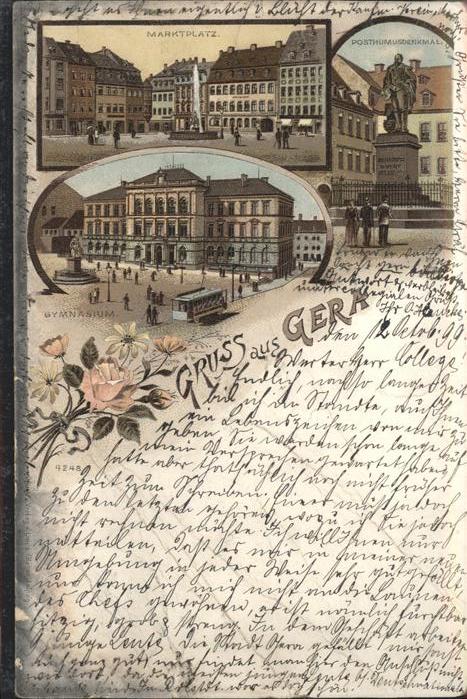 Gera Marktplatz  Gymnasium Posthumus Denkmal