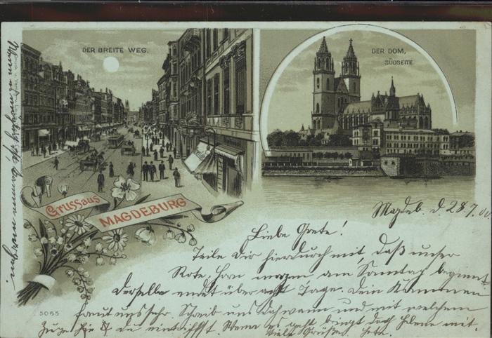 Magdeburg Dom Breiteweg Kutsche Strassenbahn