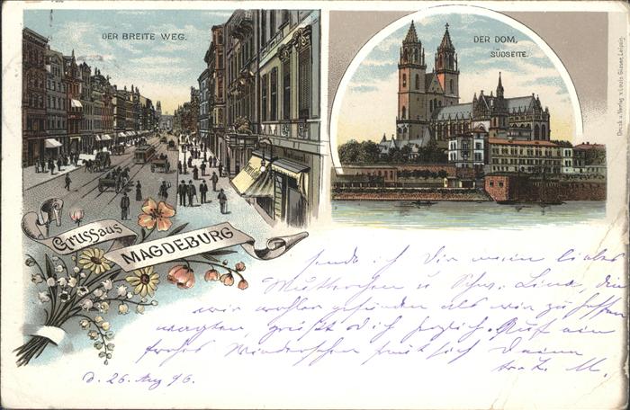 Magdeburg Dom Breiteweg Kutsche Strassenbahn